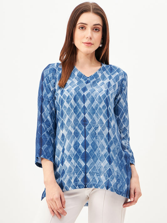 geometric handcrafted shibori Top