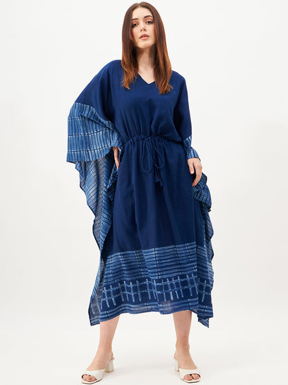 Indigo handcrafted shibori kaftan