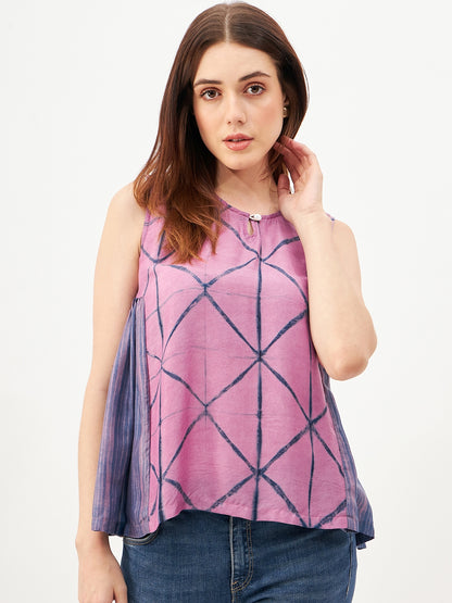 Handcrafted shibori cut sleeve top