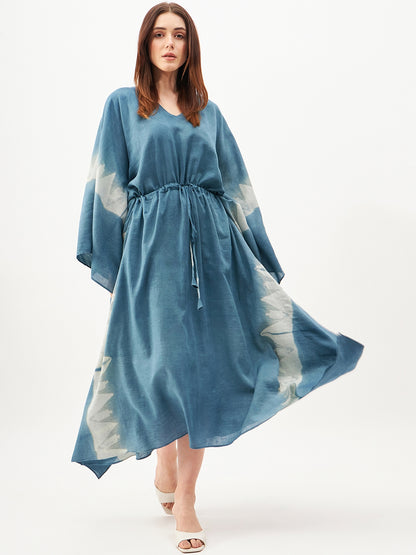 Indigo handcrafted shibori kaftan