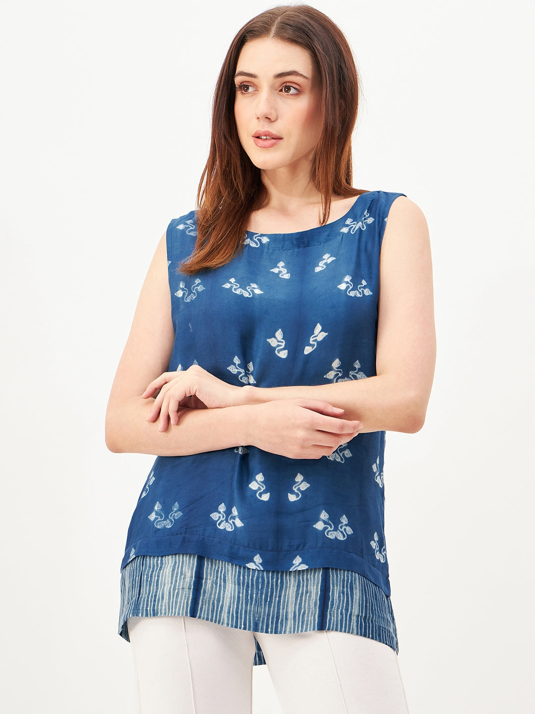 Handcrafted shibori cut sleeves Top