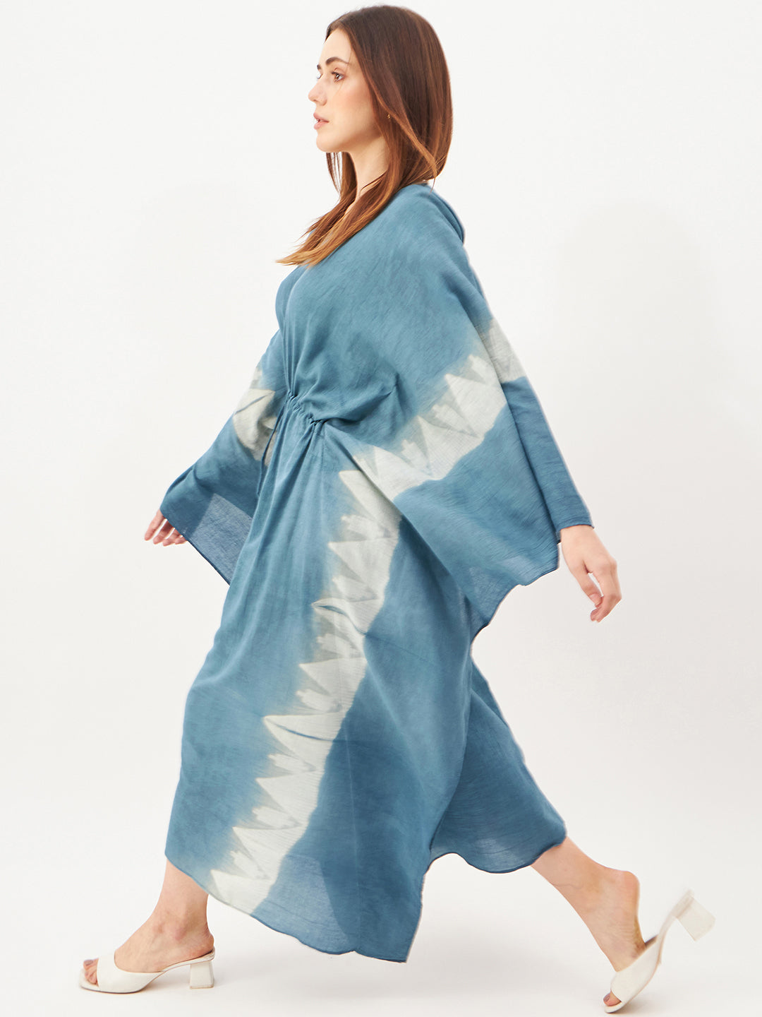 Indigo handcrafted shibori kaftan