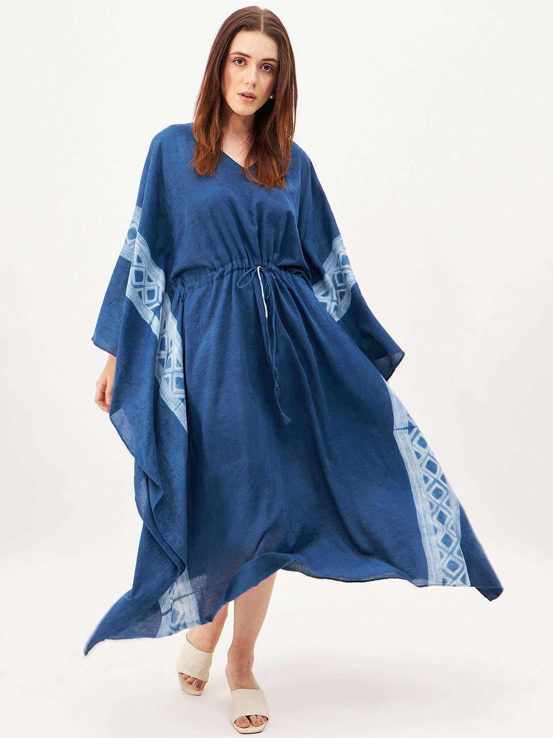 Indigo handcrafted shibori kaftan