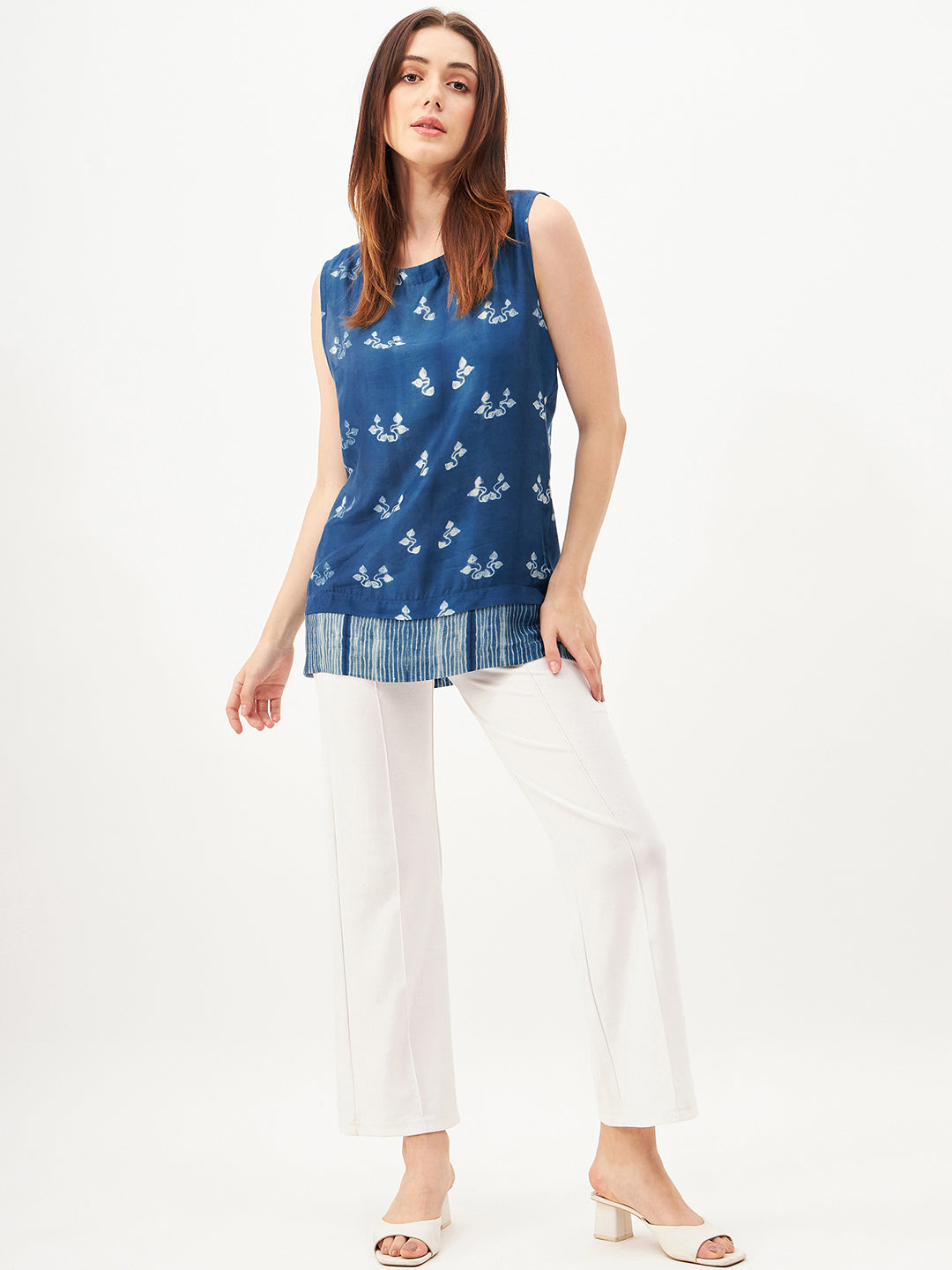 Handcrafted shibori cut sleeves Top