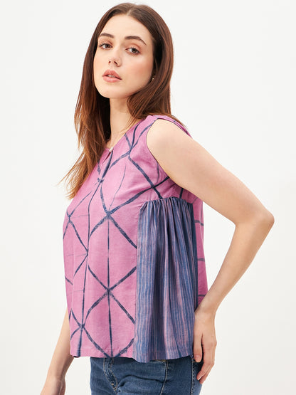 Handcrafted shibori cut sleeve top