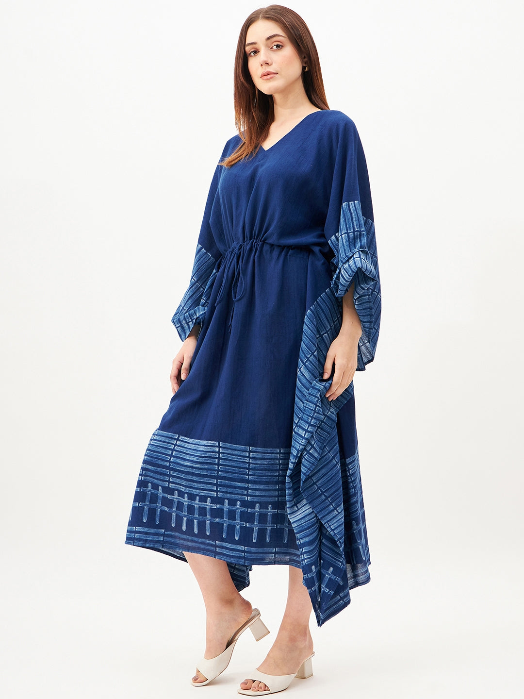 Indigo handcrafted shibori kaftan