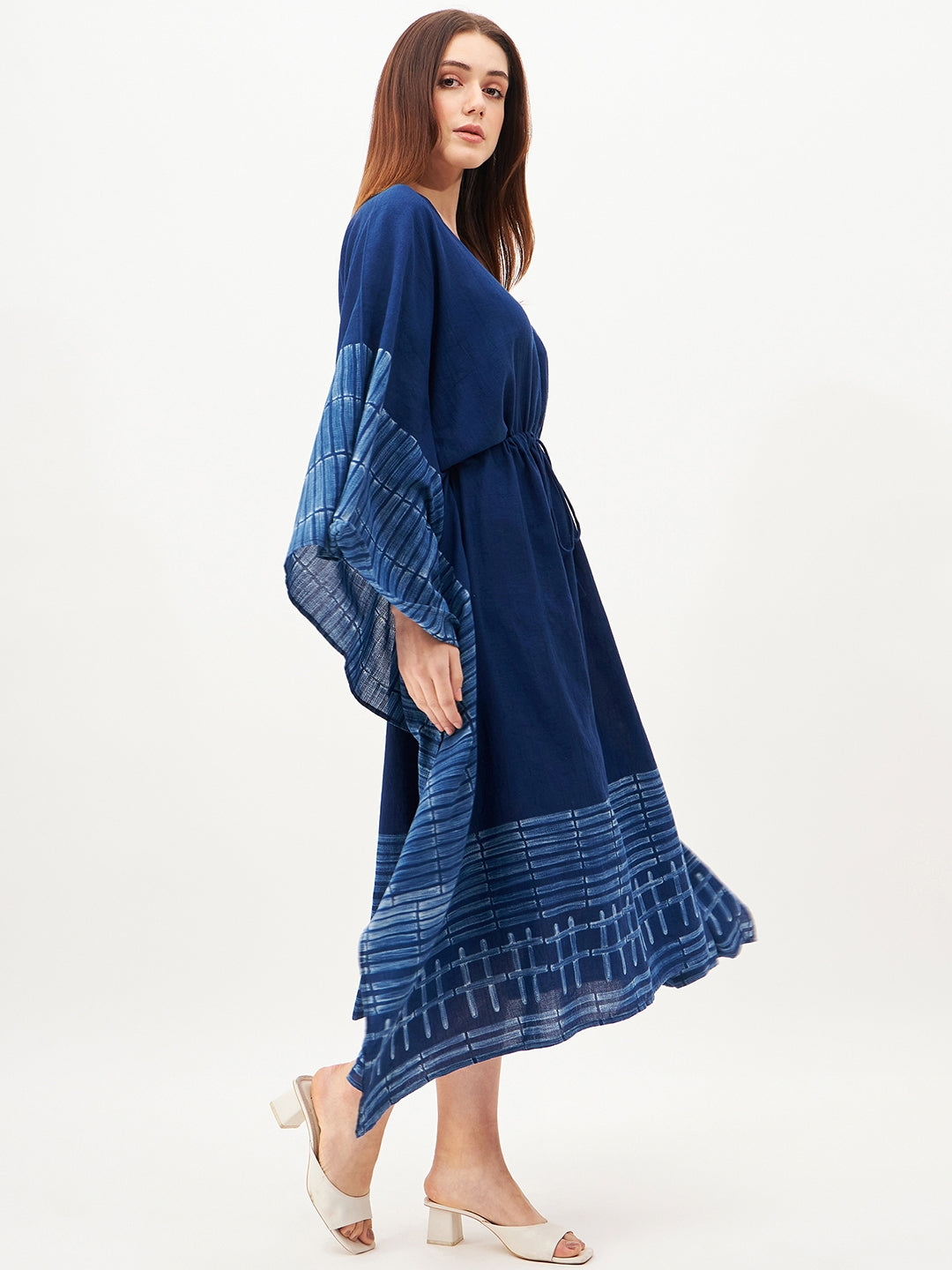 Indigo handcrafted shibori kaftan