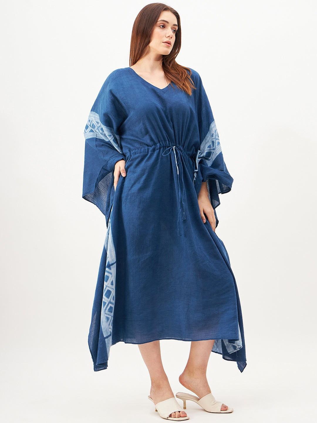 Indigo handcrafted shibori kaftan