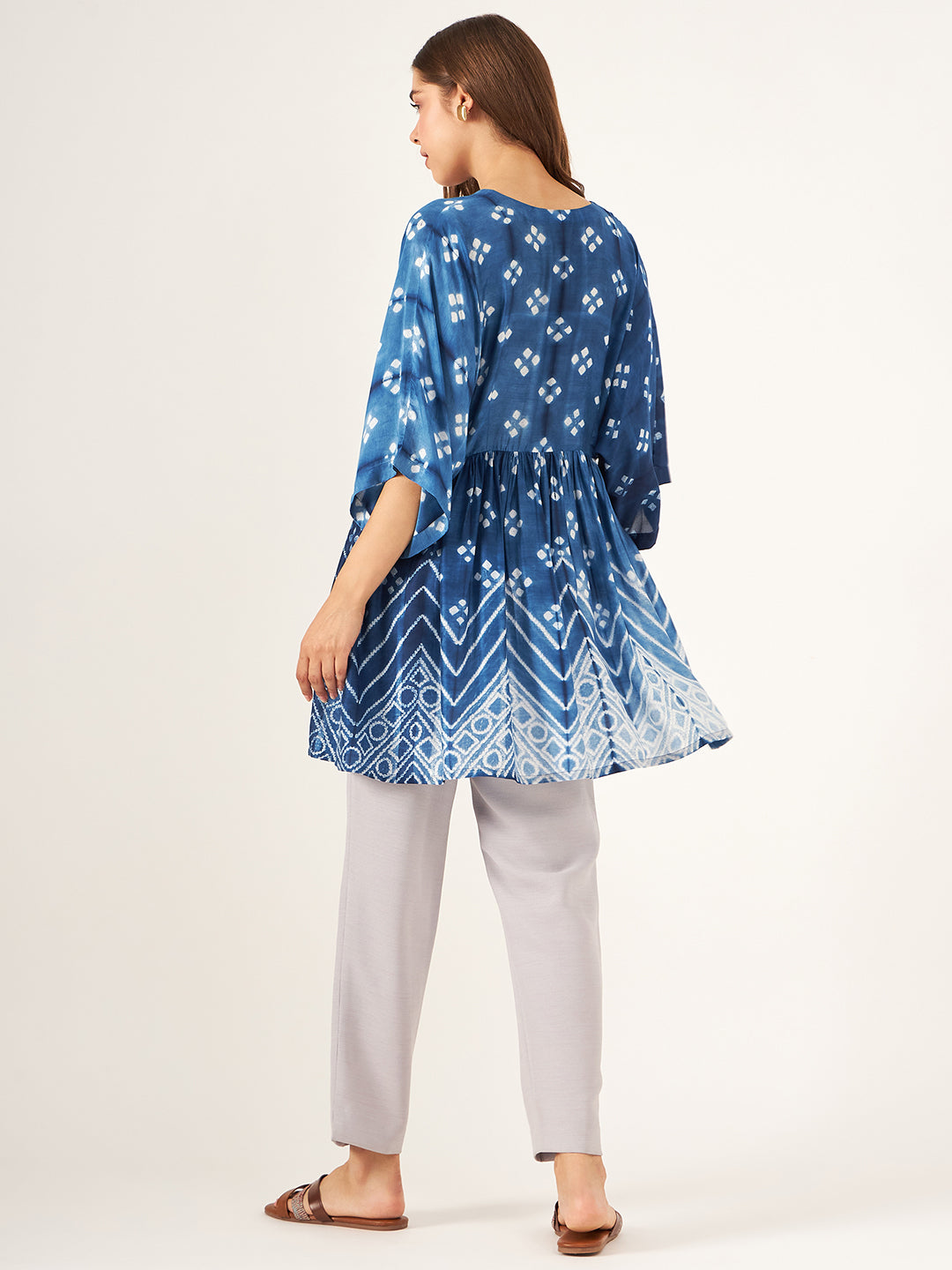 indigo blue shibori relaxed fit top