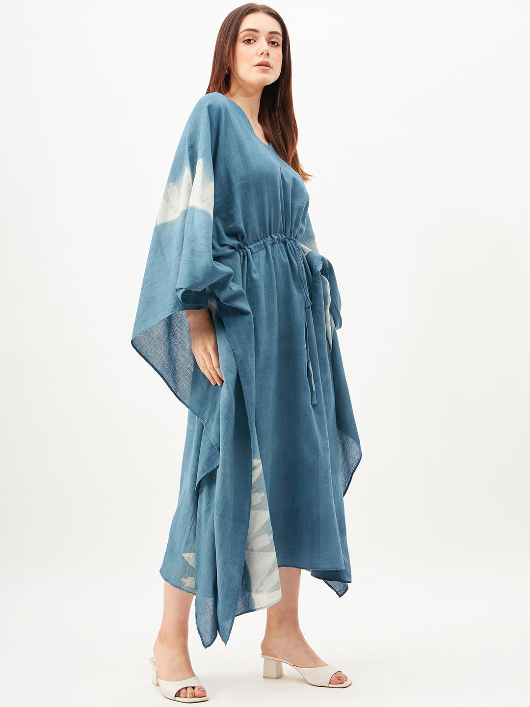 Indigo handcrafted shibori kaftan