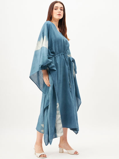 Indigo handcrafted shibori kaftan