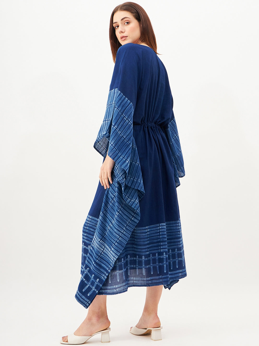 Indigo handcrafted shibori kaftan