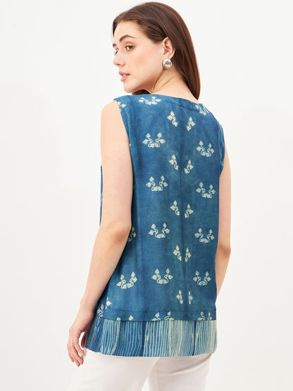 Handcrafted shibori cut sleeves Top