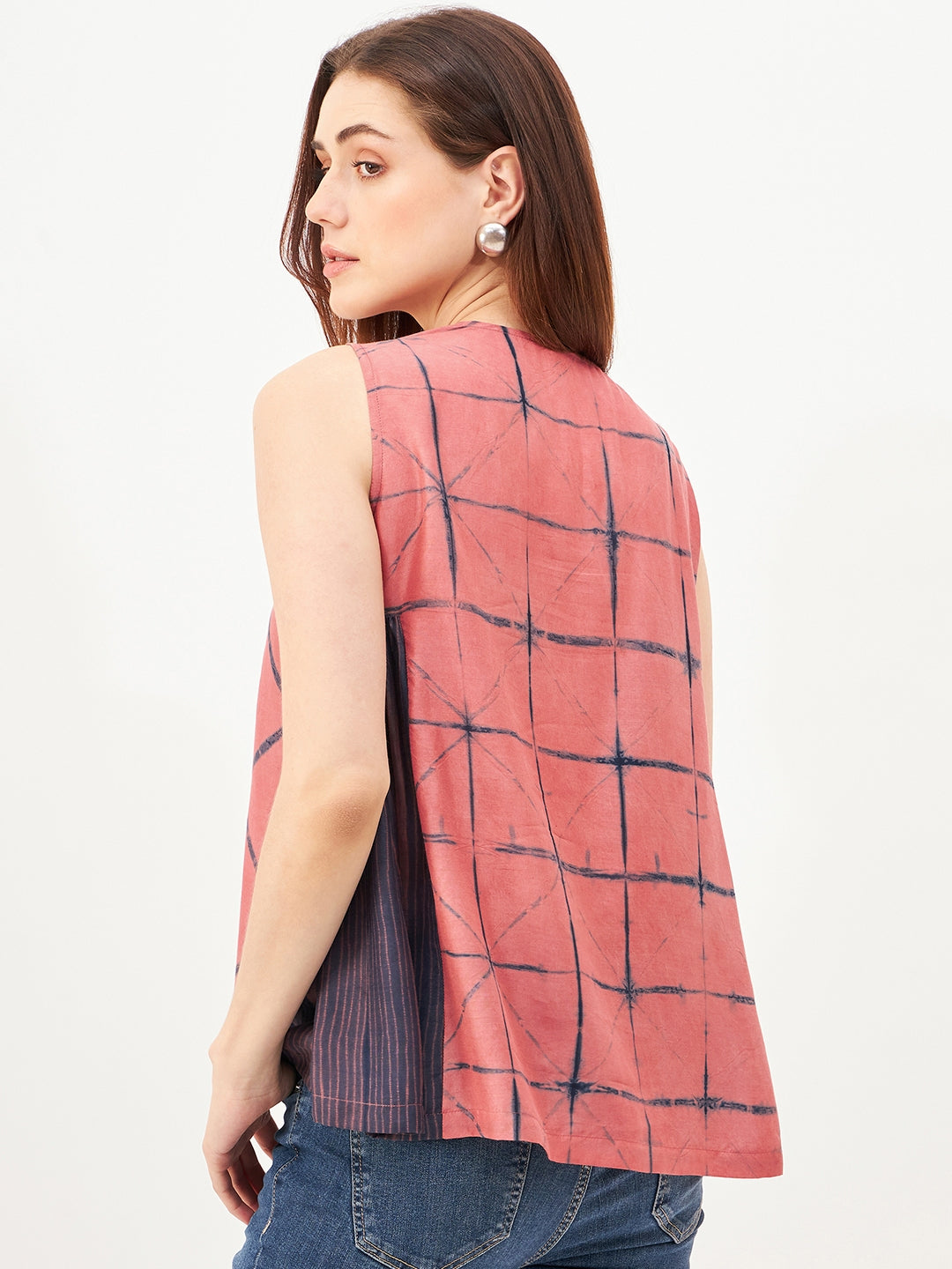 Handcrafted shibori cut sleeve top