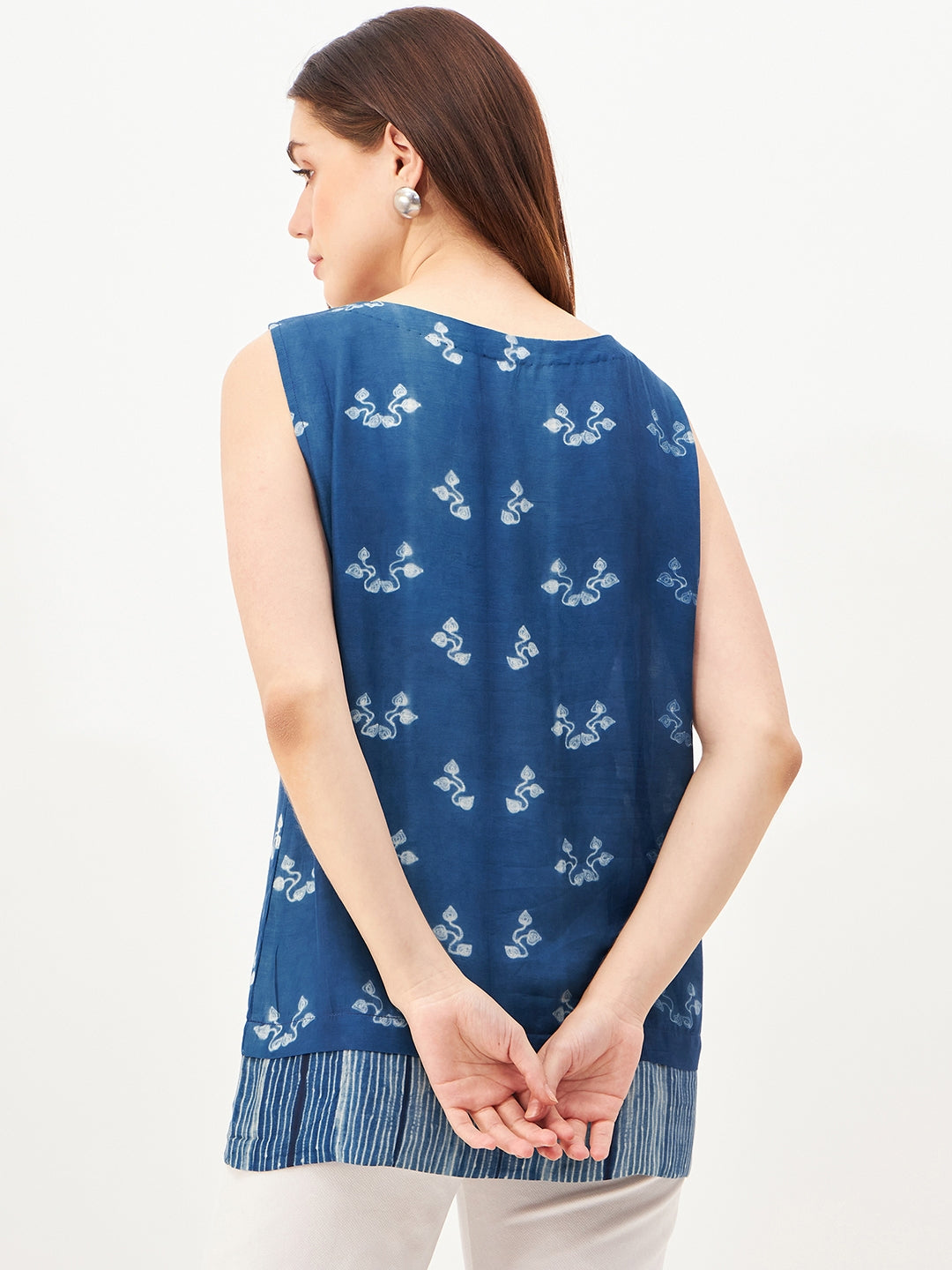 Handcrafted shibori cut sleeves Top