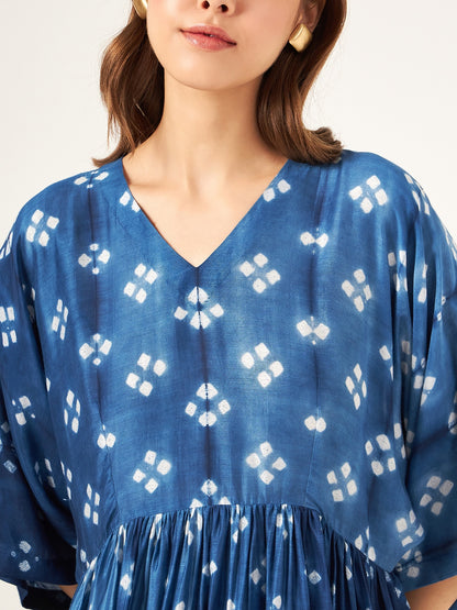 indigo blue shibori relaxed fit top