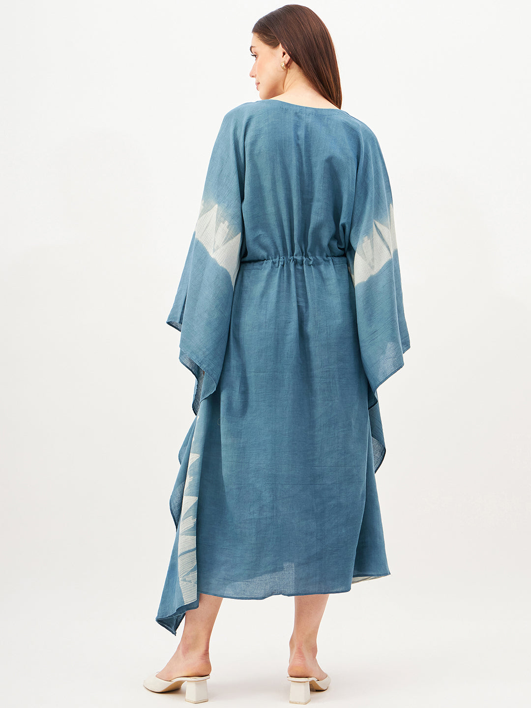 Indigo handcrafted shibori kaftan