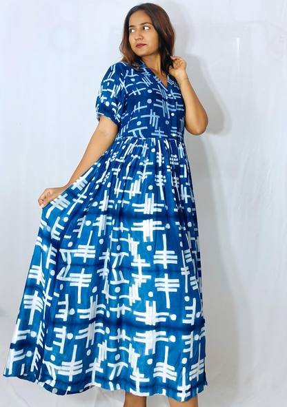 Indigo Handcrafted shibori Dress