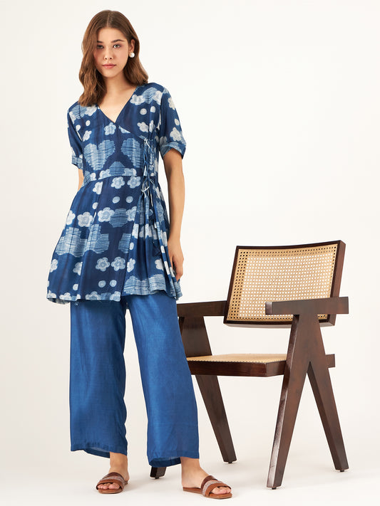 Indigo shibori Angrakha Top