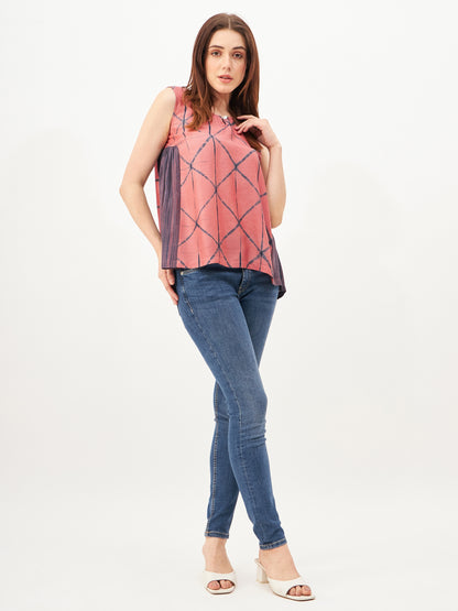 Handcrafted shibori cut sleeve top