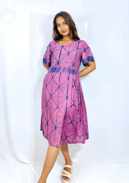 Handcrafted shibori with Belt Dress