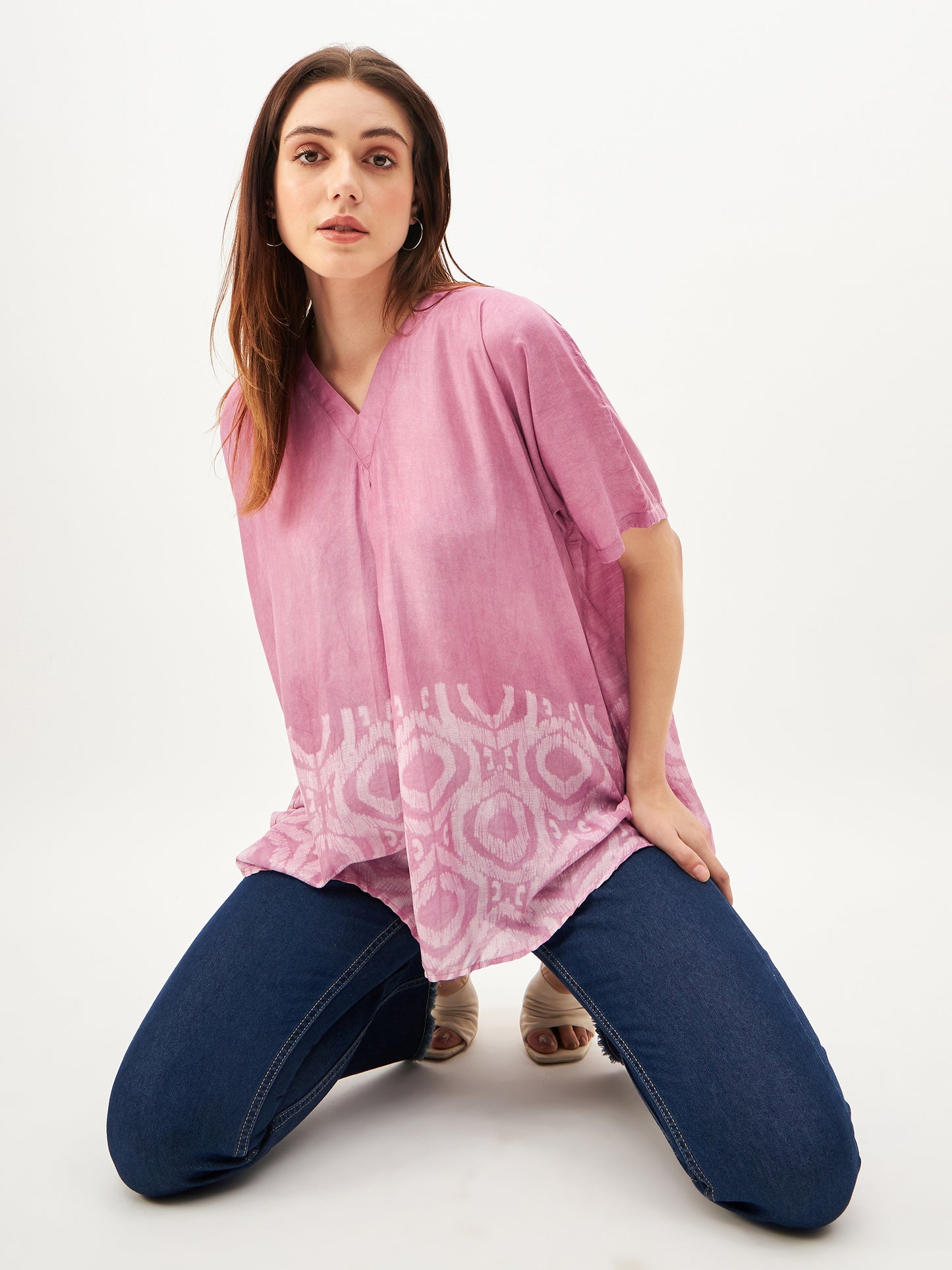 handcrafted shibori loose fit ikat Top