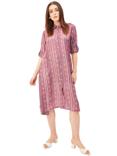 Handcrafted Shibori Shirt Collar Dress
