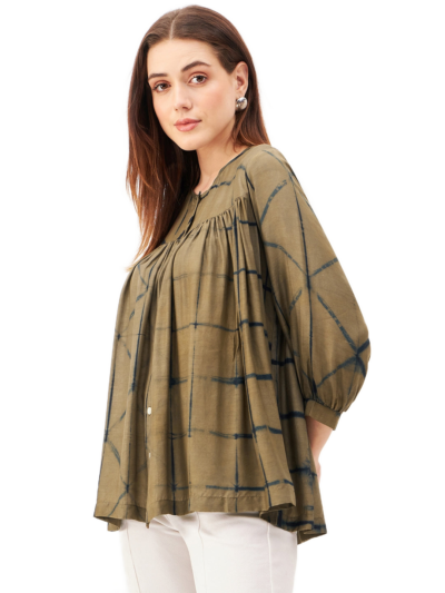 Handcrafted Shibori Gathered Top