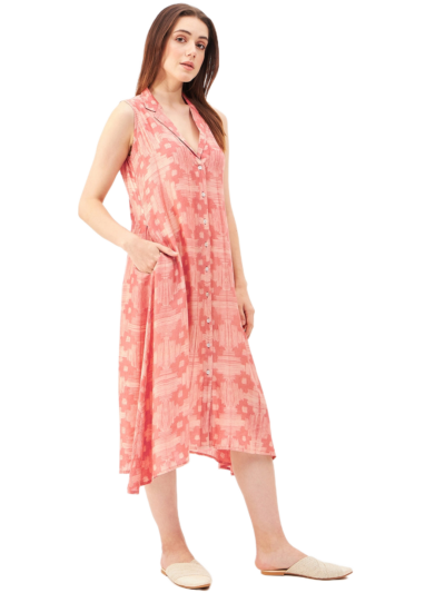 Handcrafted Shibori Flower Print Dress