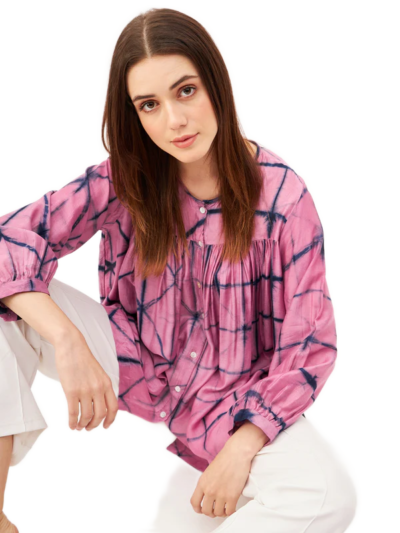 Handcrafted Shibori Gathered Top