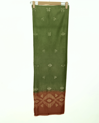 Rust and Green Contrast Chanderi Silk Shirt and Dupatta